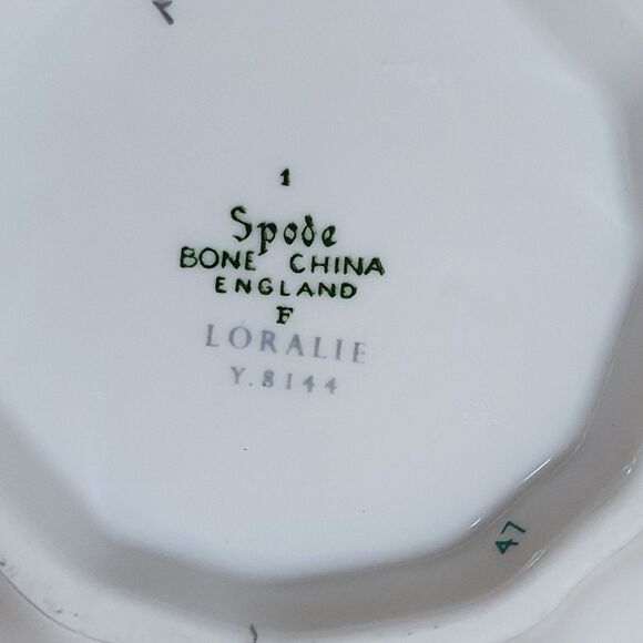 Spode Loralie Sugar Bowl with Lid Scalloped White Grey Teal Floral 4.75" Tall - Picture 9 of 9